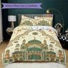 Muslim Pattern Bedding Uilt Set Uilt Cover Pillowcase Home Decoration Birthday Gift (1 * Duvet Cover + 2 * Pillowcase  Without Core)123