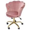 Velvet Chair Petal Shape Height Adjustable Rotating Work Chair with Wheels for Home Office Pink