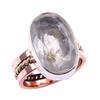 Natural Crystal Quartz Gemstone 925 Solid Silver TwoTone Gift Ring 6.5US U4J52