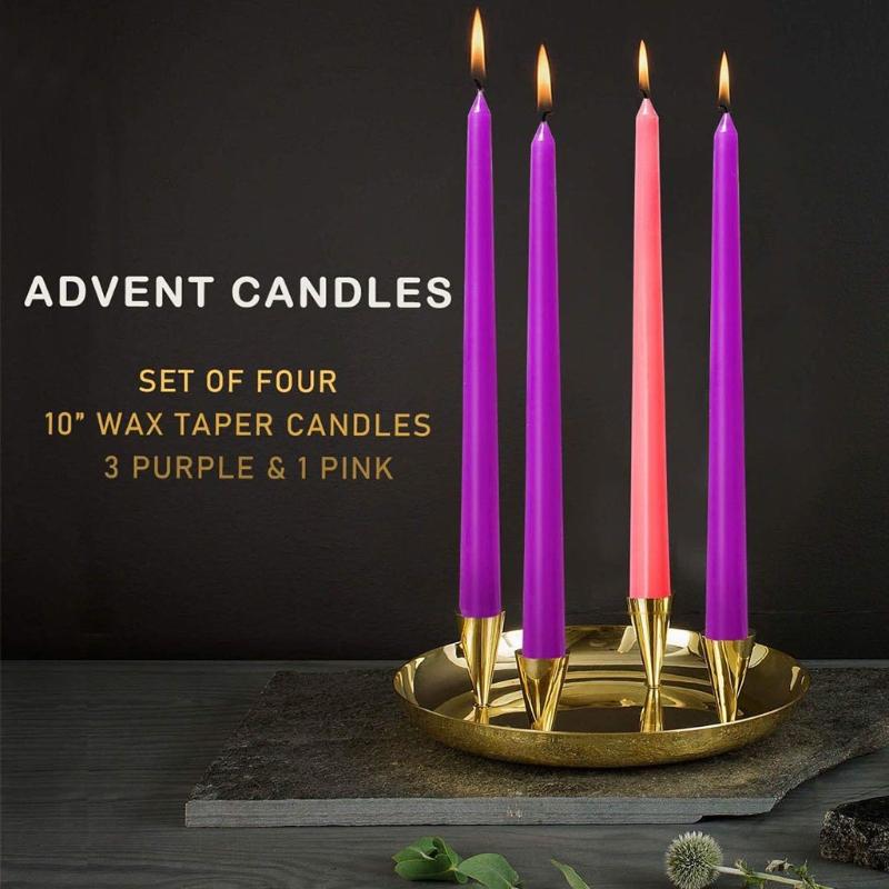 Tall Taper Candles 4 pcs Unscented Advent Taper Candle, Holidays, Church, Celebration, Party, Home Décor & More