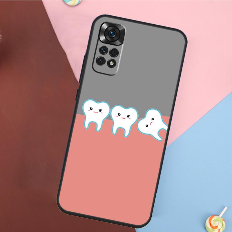 Cartoon Dentist Dental Crowned Teeth Cover For Xiaomi Redmi Note 13 Pro 14 12 11 9 10 9S 10S 11S 12S Redmi 14C 10C 12C 13C Case
