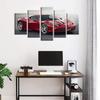 Unframed 5 Pcs Black and White Red Sports Car Paintings Canvas Pictures Wall Art Posters for Living Room Office Home Decor No Framed