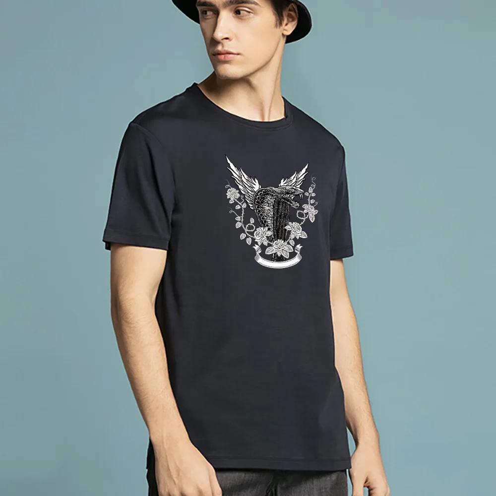 

Men T-Shirt Harajuku Short Sleeve Round Neck Tops O-neck Black Cobra Printed Summer Fashion Clothes Hip Hop Harajuku Streetwear XXXXXL чёрный