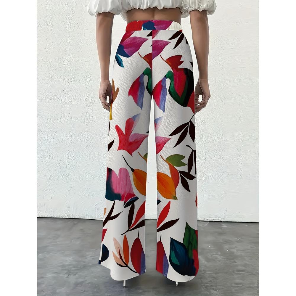 Ladies Bohemian Floral Print Wide Leg Pants
