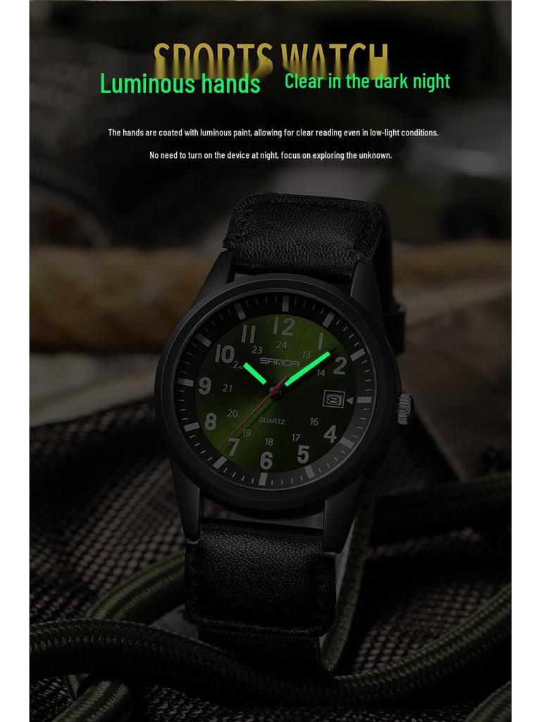 Wasserdichte Retro-Nylon-Armbanduhr mit leuchtendem Quarz für Damen & Herren für Studenten