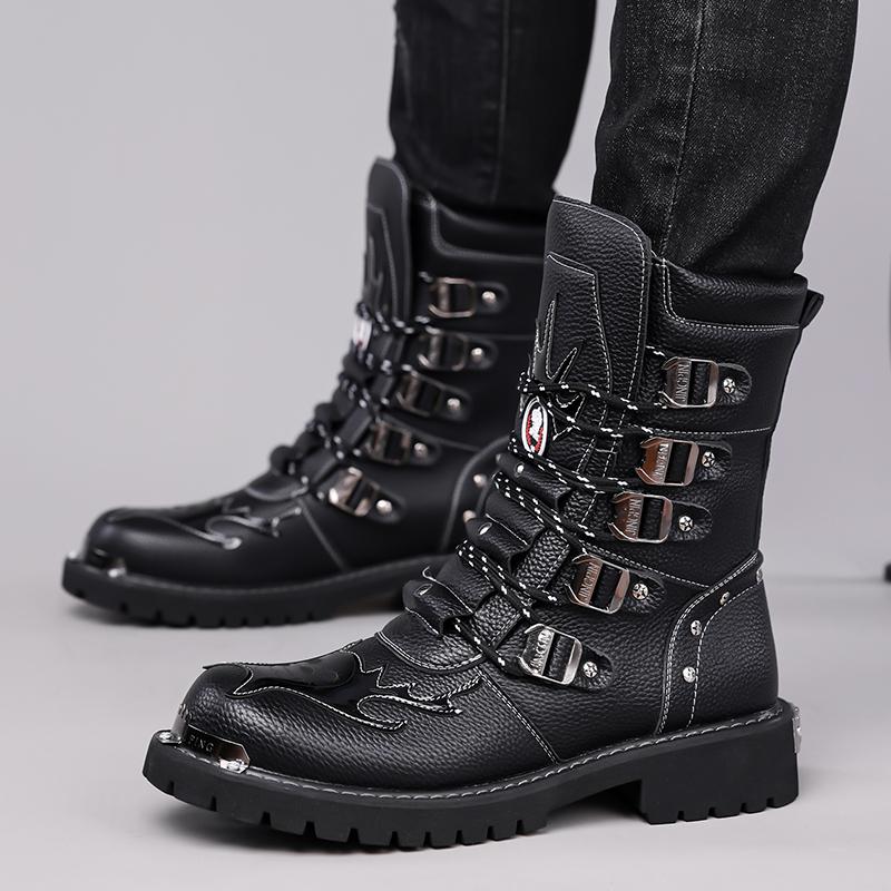 Fashion high-top motorcycle boots Fashion men's casual style design Trendy party or outdoor street 38-46 autumn and winter Hot selling