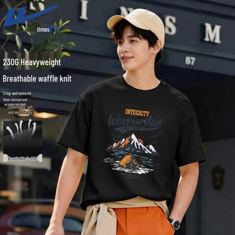 Warrior Men s Waffle Knit Mountain Print T-Shirt XL