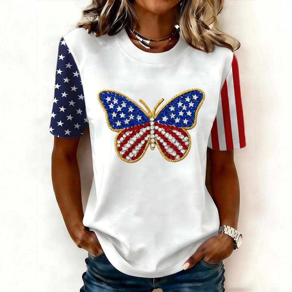 Women's Casual And Fashionable Short-sleeved Printed T-shirt Top