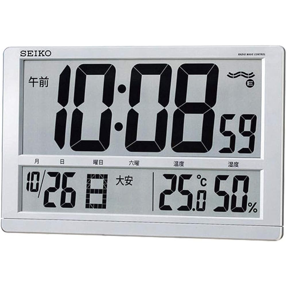 Seiko Clock (Seiko Clock) Seiko Clock Wall Clock Dual Use Radio Controlled Digital Calendar Rokuy...