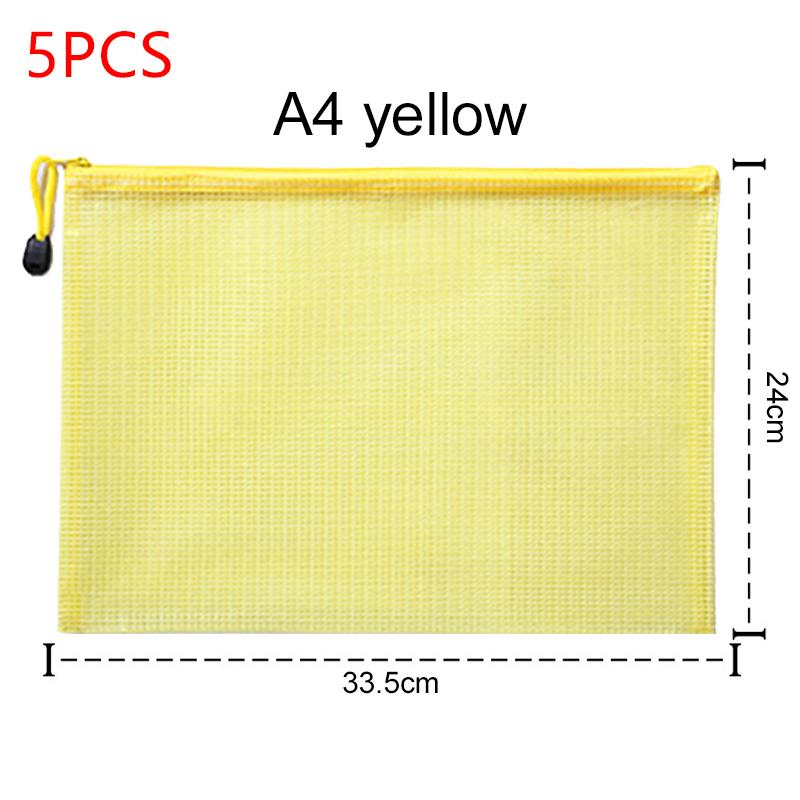5pcs A4/A5 Document Folder Grid Zipper Bags Office Educational Supplies Waterproof Document File Stationery Storage Bag TMZ