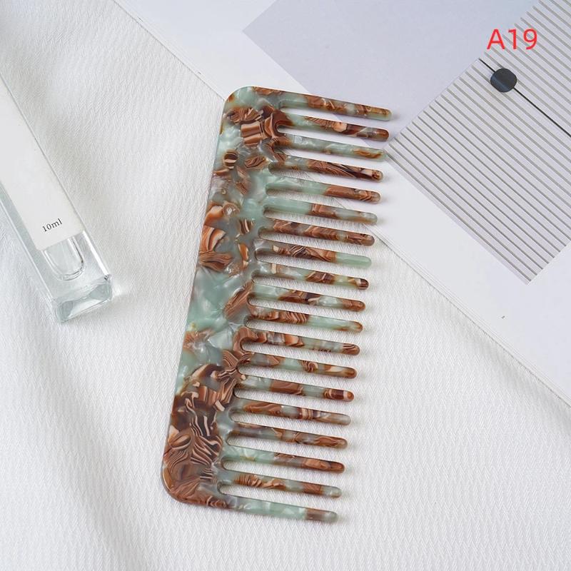 1Pcs Anti-Static Traveling Massage Hair Brush Wide Teeth Acetate Hair Combs Salon Styling Barber Colorful Hairdressing Comb