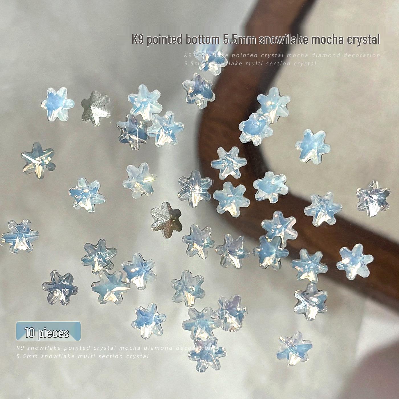 Super Sparkly Mocha Crystal 5mm K9 Snowflake Diamond Nail Art Decorations