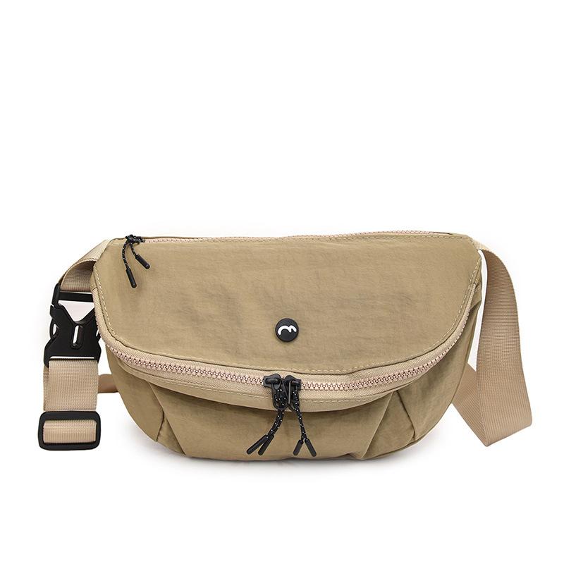 2025 New Casual Sports Women's Breast Bag Simple Versatile Messenger Bag Washed Cloth Lightweight One Shoulder Saddle Bag