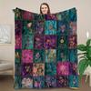 1 Stück Überwurfdecke Vintage Floral Karomuster Weiche Warme Decke Ganzjahresdecken für Sofa Bett Büro Reise Heimdeko Geschenk