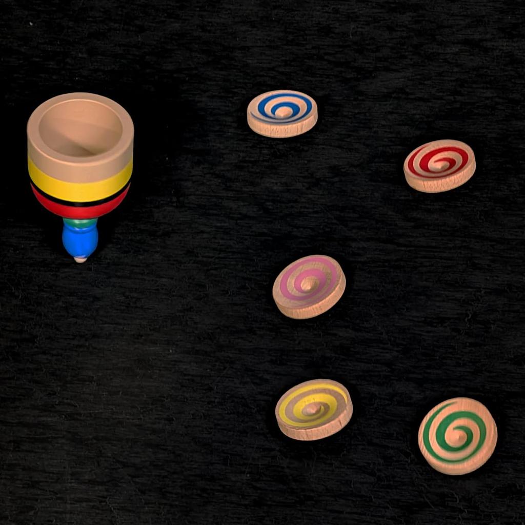 Spin Five Baby Tops Jump Out of Their Spinning Top Gear Mother's