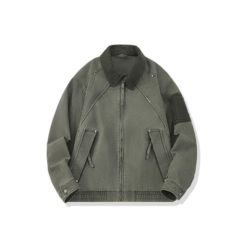 

Men s Retro Pure Cotton Windproof Jacket – Casual Lapel Outerwear with Trendy, Handsome Vibe 4XL for 200-220 lbs зелений