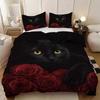 3pcs Black Cat Pattern Printed Bedding Set, 1*quilt Cover+2*pillowcase, Suitable for King Bed, Single Bed for All Seasons