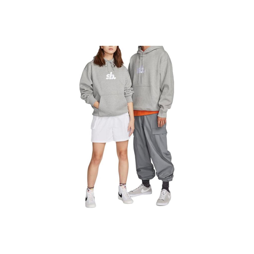 Nike Hoodie with Letter Print and Fitted Long Sleeves Unisex Sweatshirt Gray FN2499-063