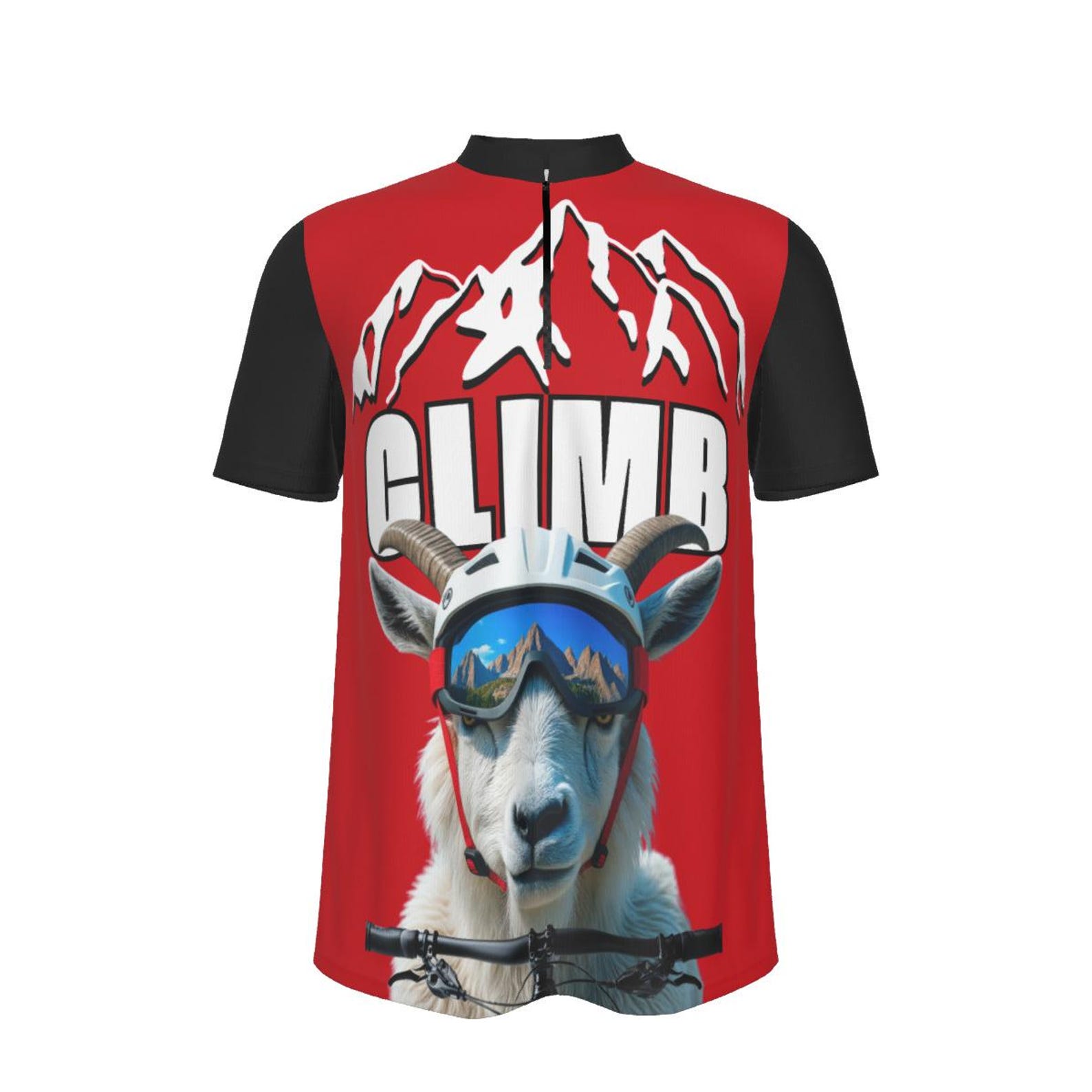 Climb Goat MTB Jersey: Red Mountain Bike Cycling Shirt S