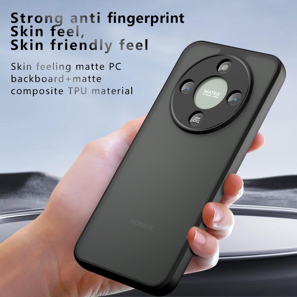 For Honor X70 5G Case Skin-Touch TPU+PC Matte Phone Shell,Transparent Black