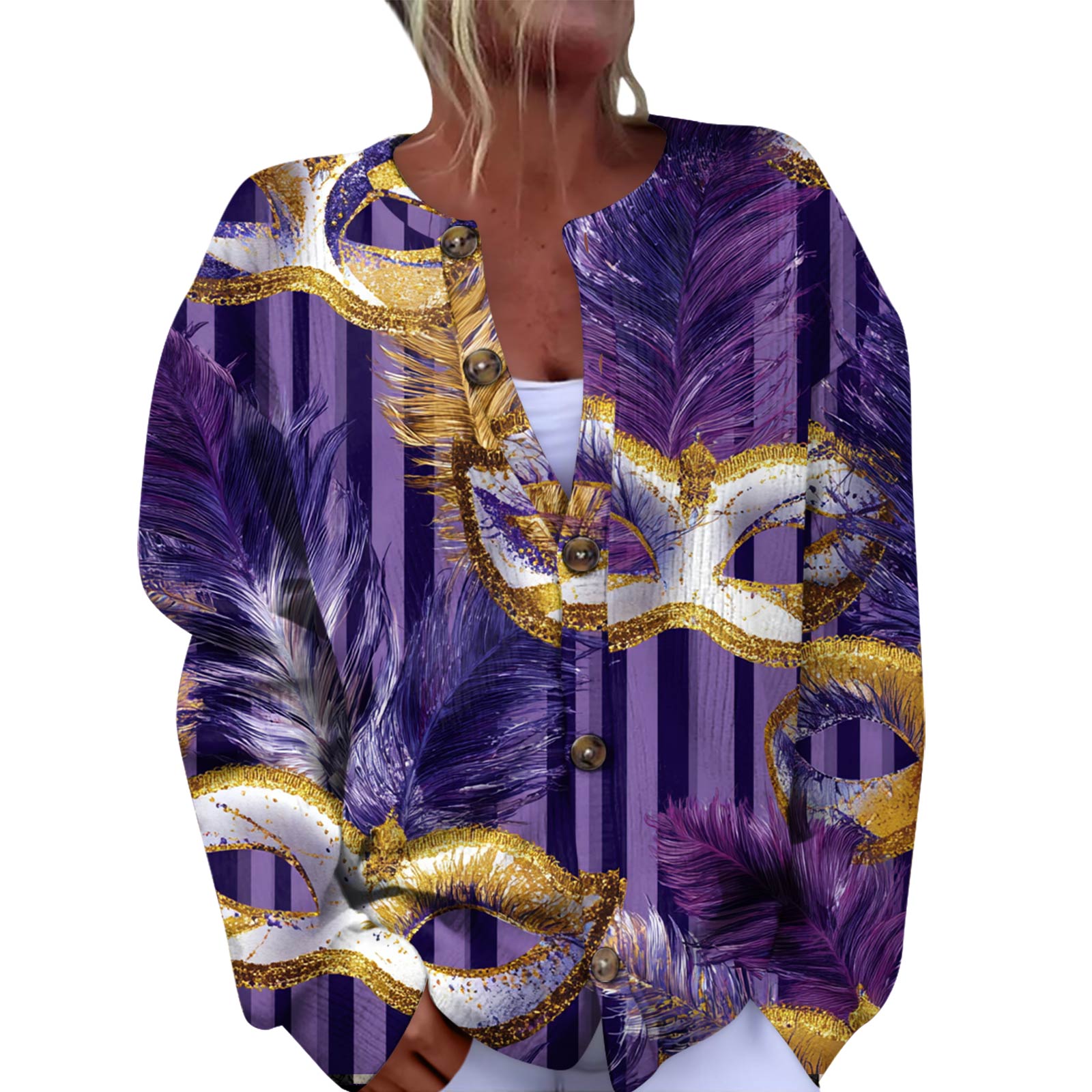 

Женский модный фестивальный вязаный кардиган с длинными рукавами и застежкой на пуговицы XXL