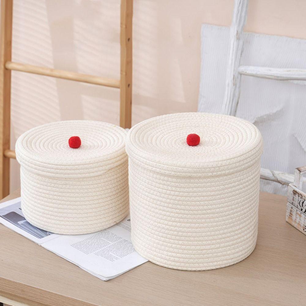 Large Capacity Toys Storage Box Hand Woven Desktop Organizer Cotton Thread Basket  Office Supplies
