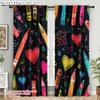 2pcs   Curtain Fabric 2D plane printing Colorful Crayon Machine Washable (without rod) Room Decor Perfect for Bedroom & Various