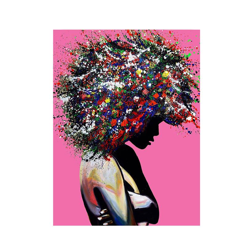 Abstract Woman Colorful Hair Watercolor Canvas Painting Poster Prints Wall Art Pictures for Living Room Home Decoration Cuadros