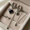 Tassel Design Asymmetric earrings Y2K Crystal Heart Earrings Long Pendant Earrings  Daily Wear