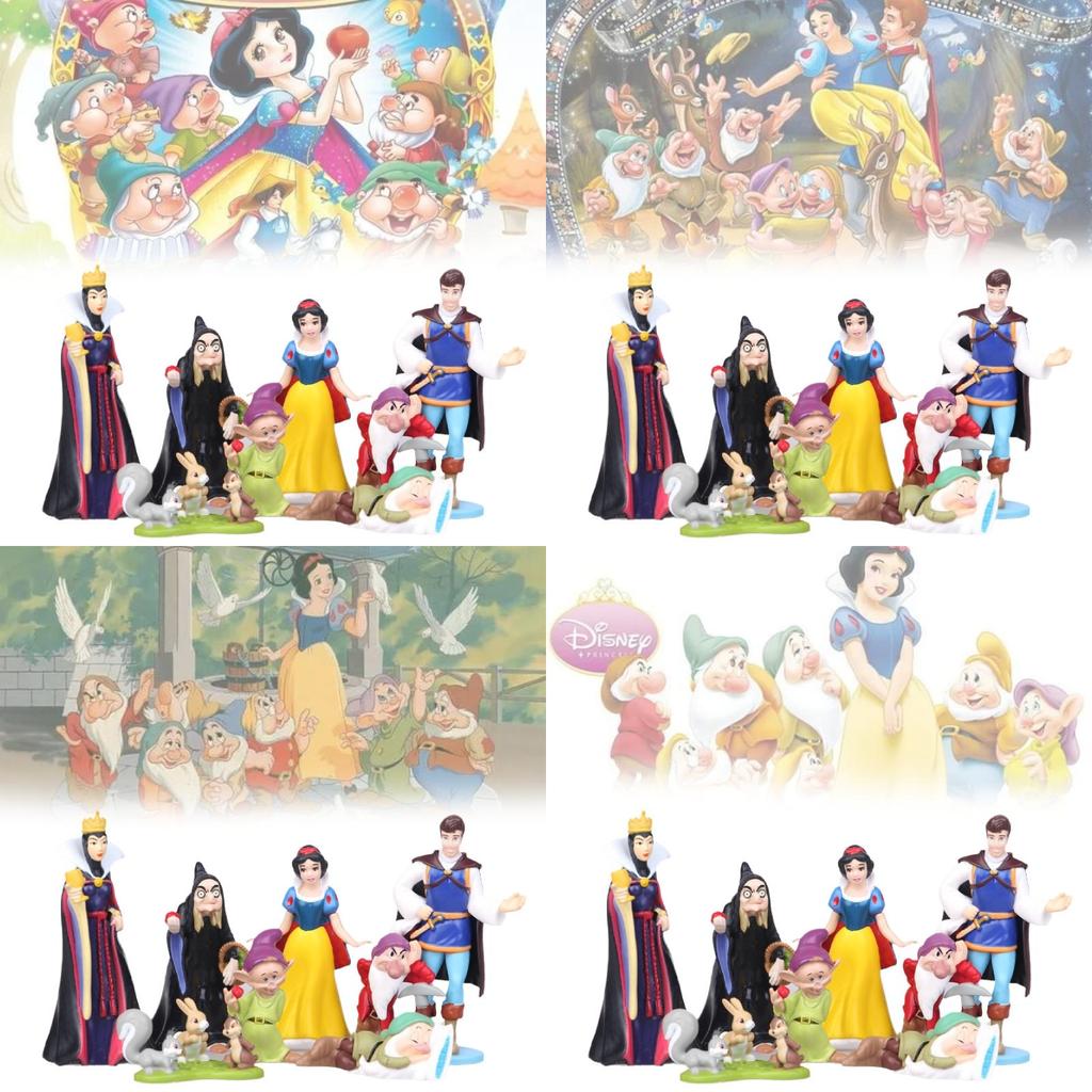 Uroczy Zestaw Figurek Królewny Śnieżki i Siedmiu Krasnoludków Idealny do Dekoracji Tortu