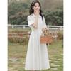 Summer Arts Academy Wind Doll Collar Solid Color Waist Dress Female First Love Small White Dress