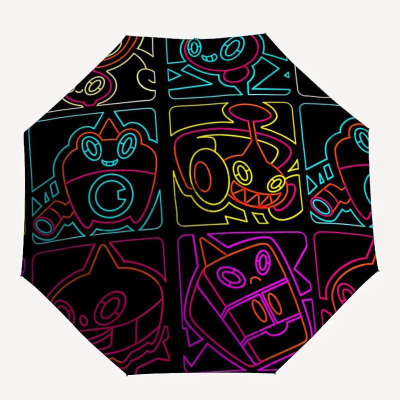 

1pc Neon Characters Auto Open/close, All-Season Portable Folding Umbrella for Women & Men, Travel, Everyday, Formal Events - Compact Luxury Parasol, O