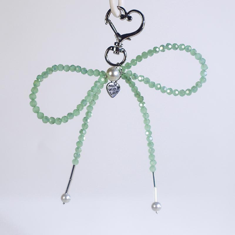 

Аксессуары для самостоятельного изготовления, милый зеленый бриллиантовый бант, брелок в виде сердца, подвеска Y2K, эстетичный держатель для ключей для девочек, подвеска на сумку