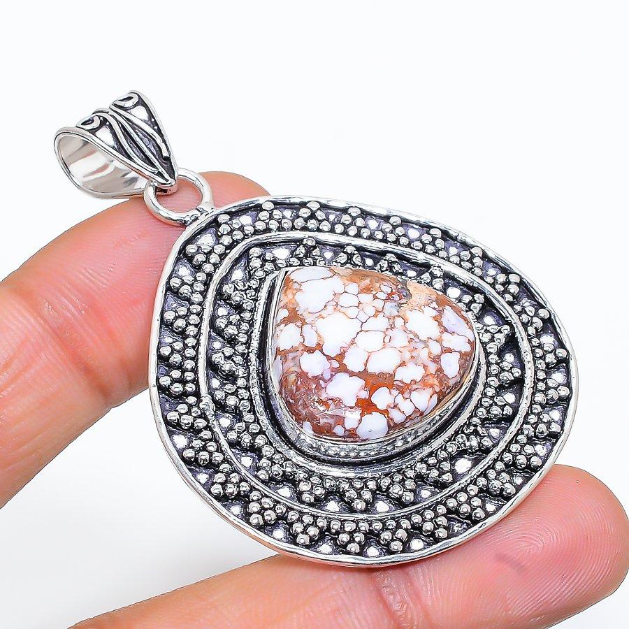 Wild Horse Gemstone Handmade 925 Sterling Silver Jewelry Pendant 2.21" SU-8704