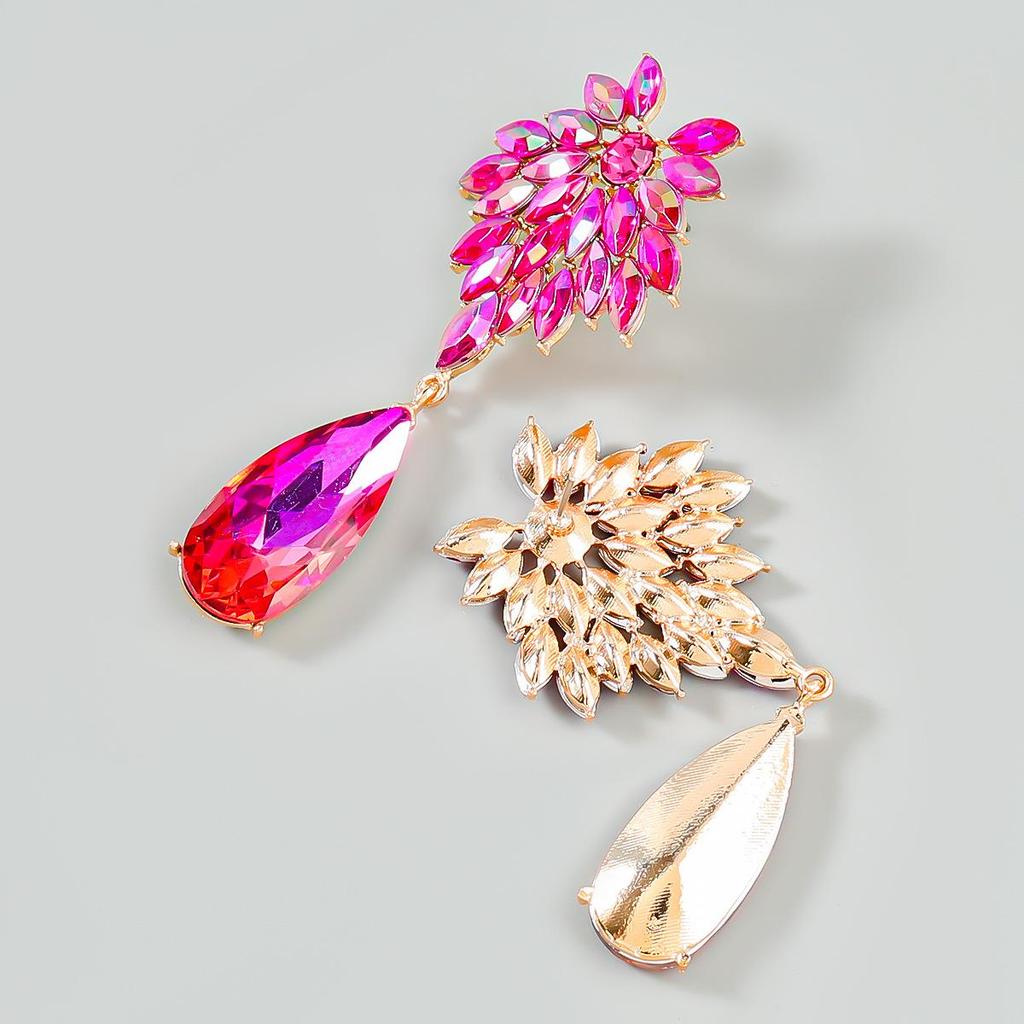 Pinkdudu Módní nové růžové červené akrylové náušnice okouzlující vícebarevné květinové velké náušnice s přívěskem pro ženy šperky PD1066