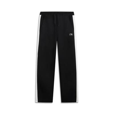 Li Ning Color Block Mid Waist Drawstring Breathable Versatile Straight Leg Casual Pants Men Bottoms AKLV867-3