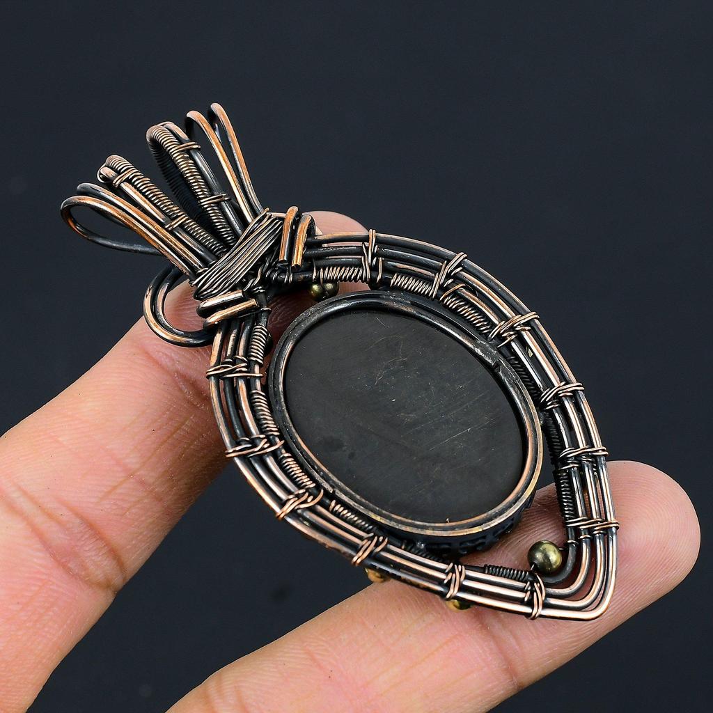 Abalone-Muschel-Edelstein, reiner Kupferdraht, umwickelt, handgefertigter Schmuckanhänger für Sie