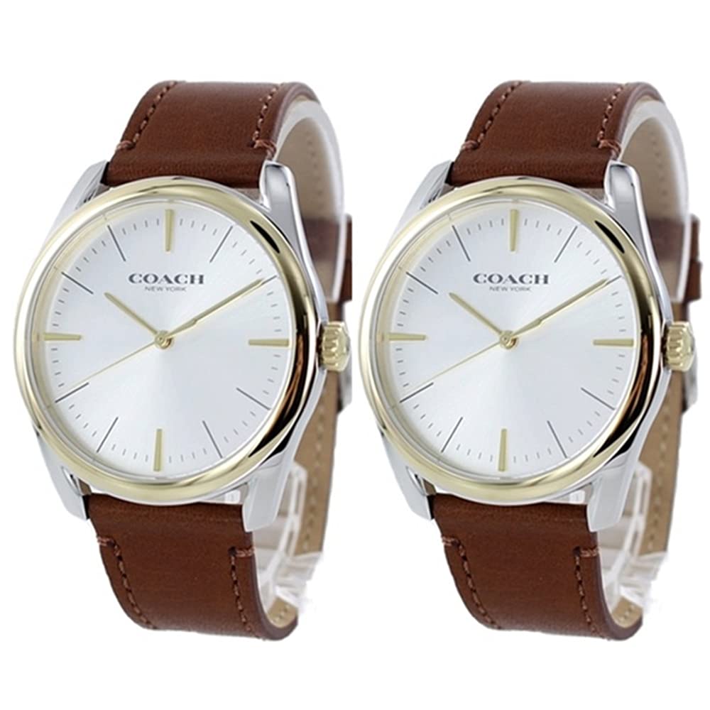 

COACH Pair Watch Storage Box Coach Preston Silver Brown Leather 1460248114602481 Watch [Coach] Men s Women s [Item]
