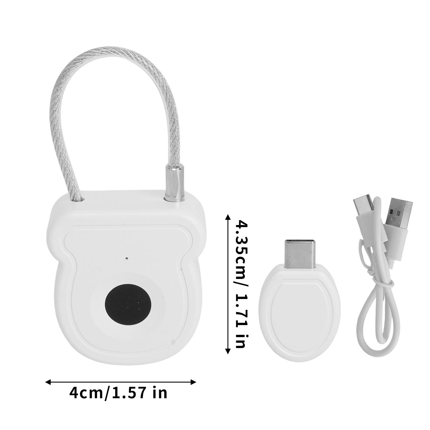 Waterproof Intelligent Fingerprint Padlock Keyless 0.5sec Unlock ABS Material Lock USB Rechargeable Portable Drawer Bag Padlock белый