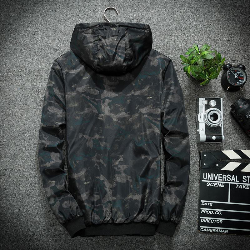 Jarní kabát Pánská maskáčová Korejská verze pro mládež Neformální bunda s kapucí Trendy pánské jarní a podzimní oblečení