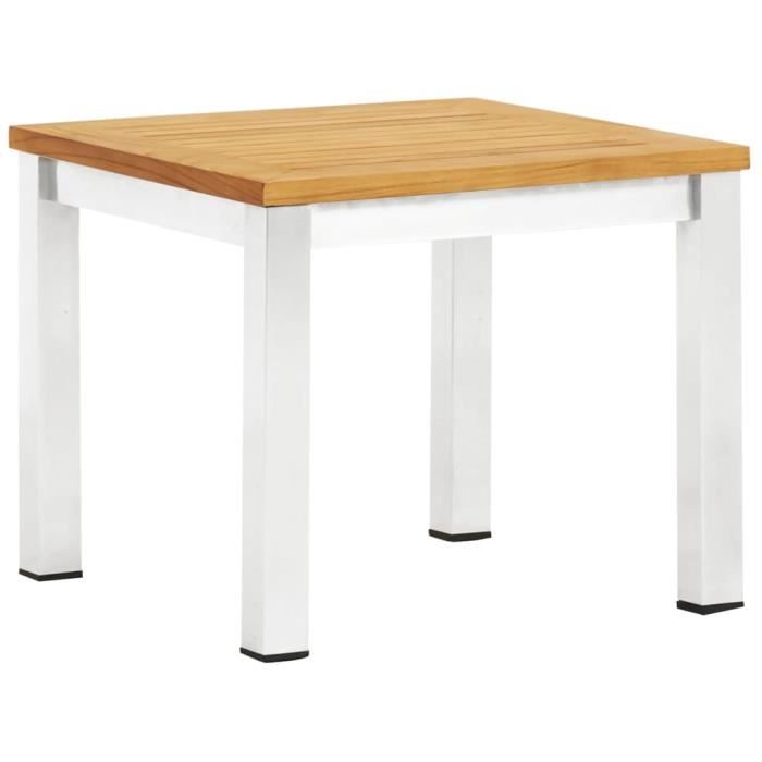 VidaXL Table d'appoint de jardin 45x45x38 cm Bois de teck et inox