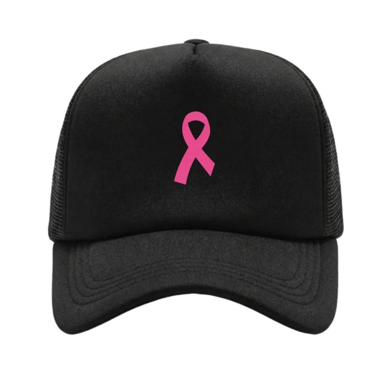 Pink Ribbon Printed Adjustable Baseball Cap Classic Snapback Dad Hat Breathable Mesh Hat Golf Fishing Outdoor Sun Cap
