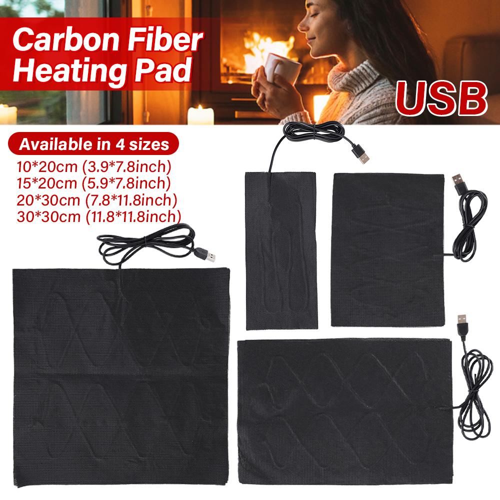 5V USB Heating Heater Pad Hand Warmer Temperature Fast-Heating Carbon Fiber Winter Portable Warm Plate for Mouse Pad Shoes Golve