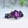 2Pcs/Set Fashion Black Gold Color Purple Rhinestone Zircon Rings For Women Full Crystal Rings Wedding Engagement  Gifts