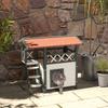 Outdoor Cat House with Terrace and Wooden Ladder, 77x50x73cm, White and Grey