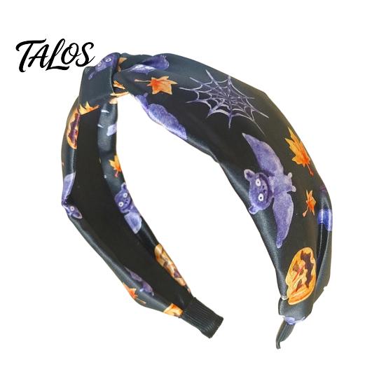 Wide Brim Fabric Headband Halloween Knotted for Women, Retro Turban Headband, Ghost Party Hairband Bat Pumpkin Hair Band, Cosplay Costume Accessories
