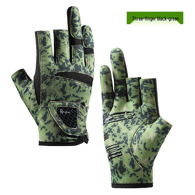 Spring & Summer Breathable Sun Protection Fishing Gloves - Anti-slip, Three-Fingerless, Thin Ice Silk, Wear-resistant Outdoor Angling Gloves