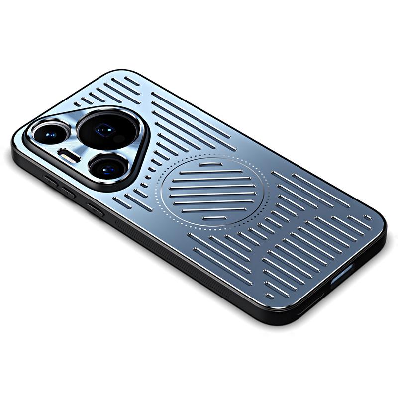 

For Huawei Pura 70 Pro/Pura 70 Pro+ Magnetic Phone Case TPU+Aluminum Alloy Heat Dissipation Cover Blue
