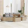 VidaXL 6-Piece Garden Dining Set with Beige Cushions In Polyrattan and Acacia 3350062