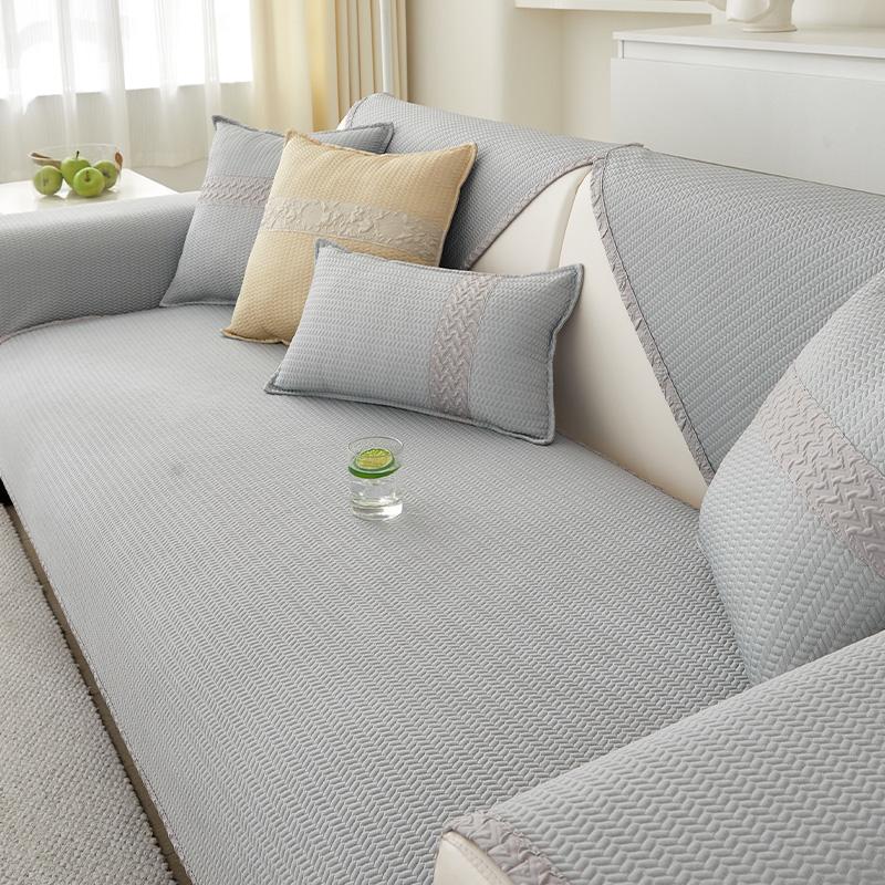 Funda   Summer Home Cool Feeling Slipcover Non-slip Ice Silk Houndstooth Sofa Cushion Couch Sofa Cover